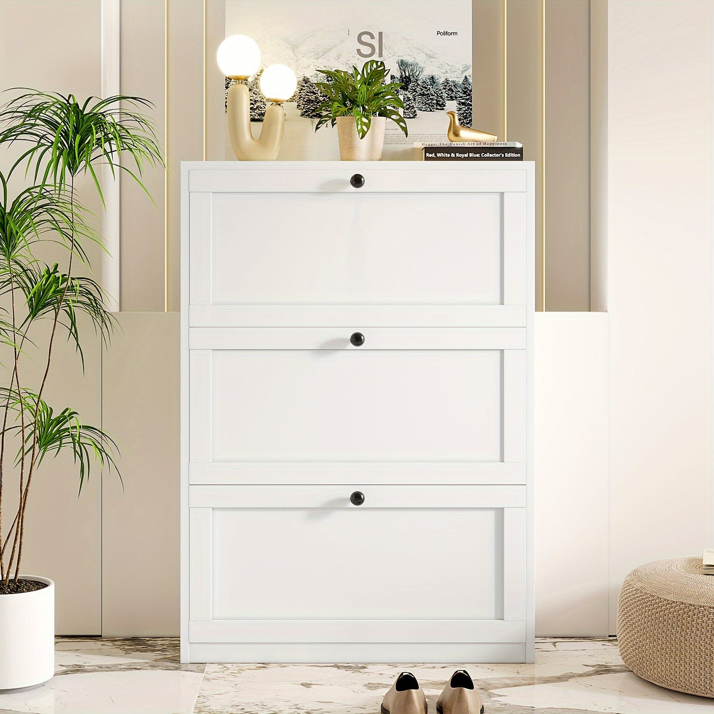 Shoe Cabinets and Shoe Storage shown in the White option