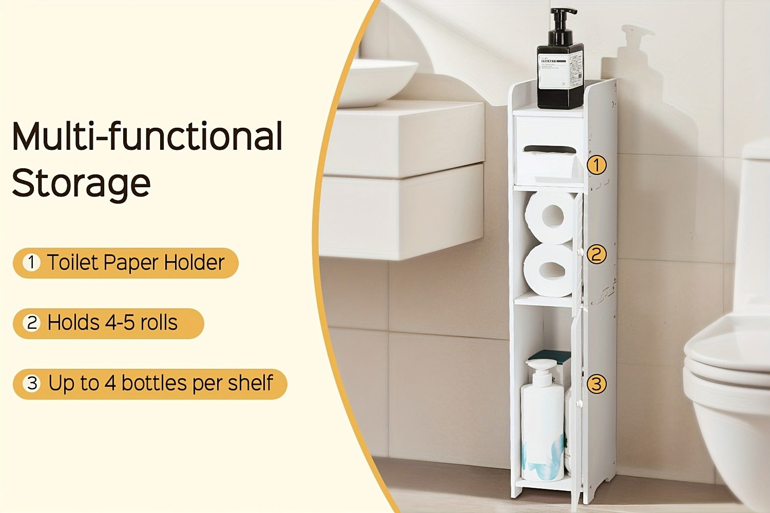 Narrow Slim Bathroom Cabinet for Organized Everyday Storage and Daily Home Use detail image - detail view 8