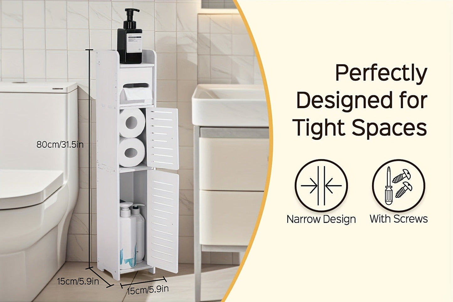 Narrow Slim Bathroom Cabinet for Organized Everyday Storage and Daily Home Use detail image - detail view 9