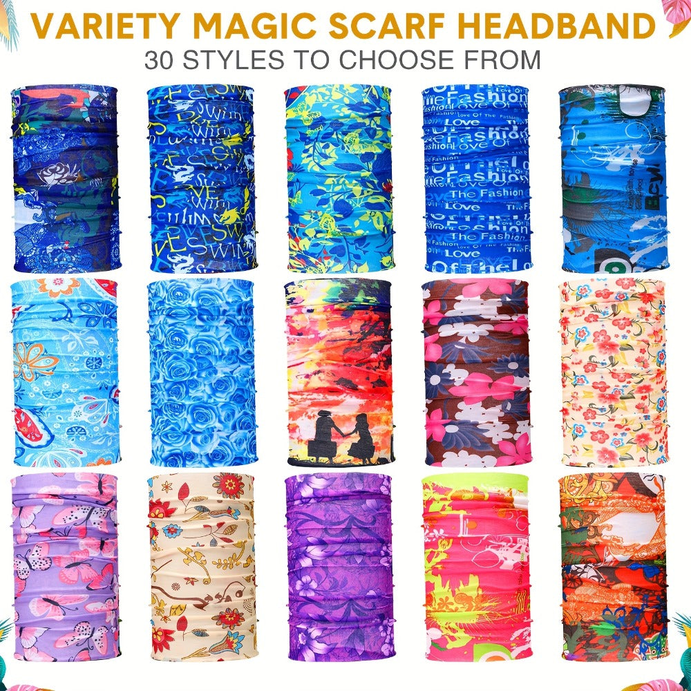 Neck Gaiters & Bandanas - Gaiter 30 Pack Elastic Sweat-Absorbing Headband Scarf Bandana Wrap for - product detail view 3