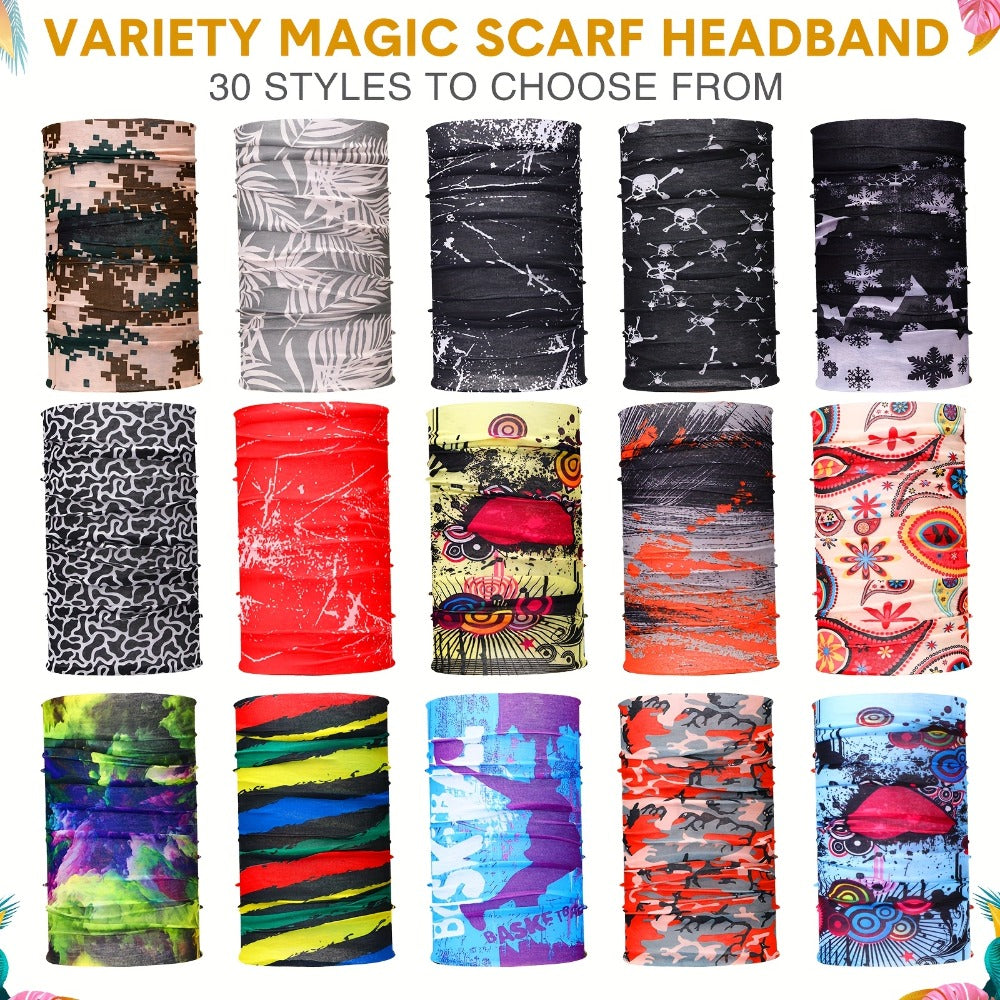 Neck Gaiters & Bandanas - Gaiter 30 Pack Elastic Sweat-Absorbing Headband Scarf Bandana Wrap for - product detail view 4