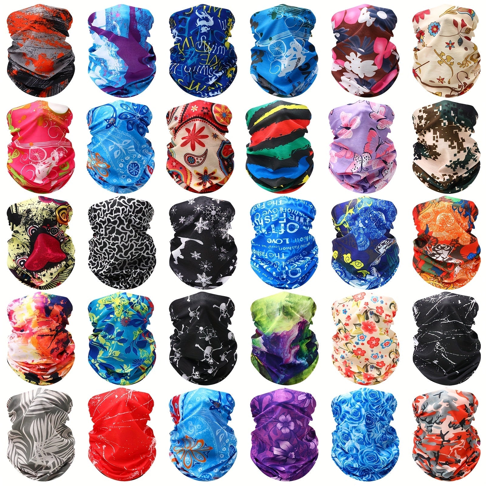 Neck Gaiters & Bandanas - Gaiter 30 Pack Elastic Sweat-Absorbing Headband Scarf Bandana Wrap for - product detail view 6