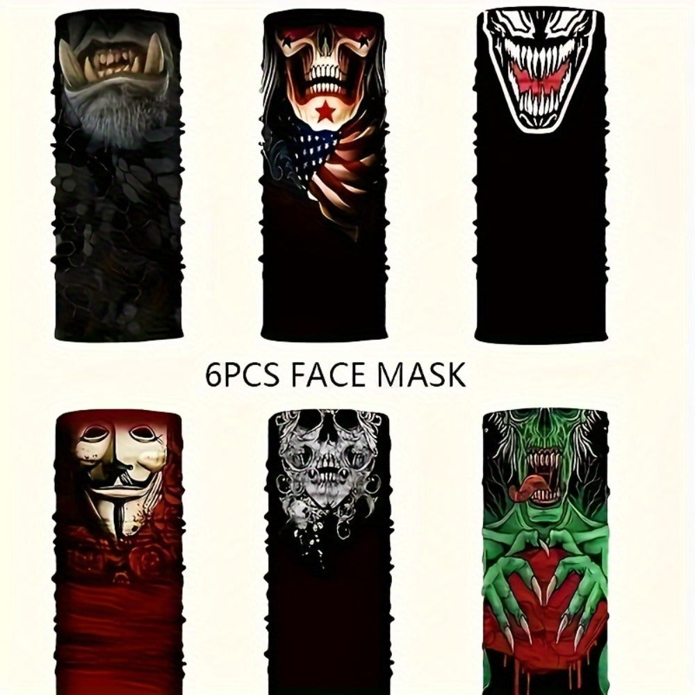 Neck Gaiters & Bandanas - Skull Balaclava 6 Pack Windproof UV Protection Elastic Gaiter Bandana - product detail view 7