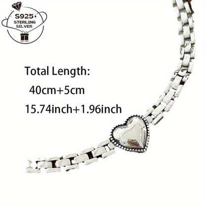 Necklace for Women - 925 Sterling Silver Heart Bracelet & - Thick Chain Jewelry for Couples - product detail view 4