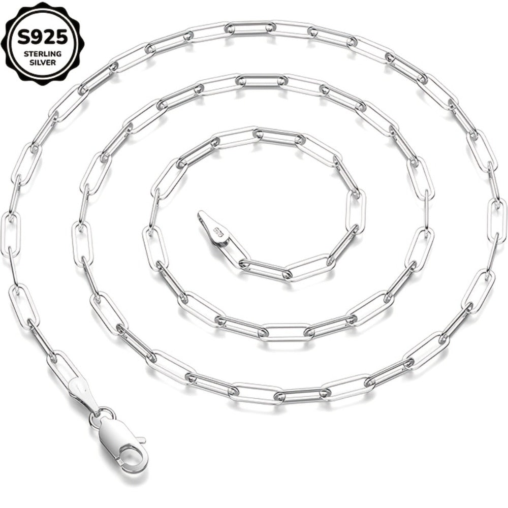 Necklace for Women - 925 Sterling Silver Paperclip Chain 3mm Bohemian Style Synthetic Stone for - product detail view 2