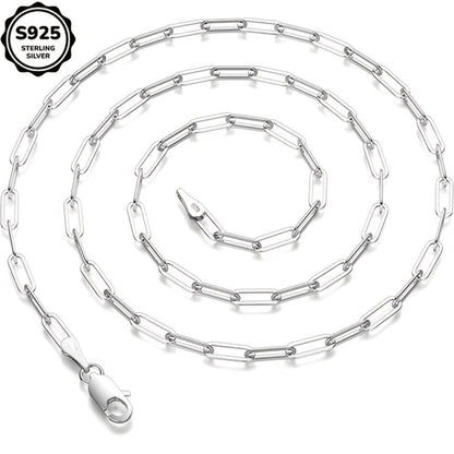 Necklace for Women - 925 Sterling Silver Paperclip Chain 3mm Bohemian Style Synthetic Stone for - product detail view 2