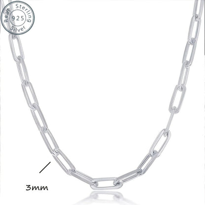 Necklace for Women - 925 Sterling Silver Paperclip Chain 3mm Bohemian Style Synthetic Stone for - product detail view 3