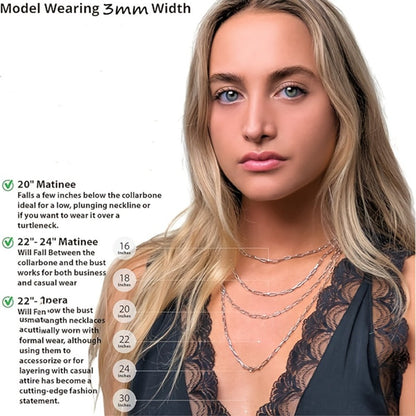 Necklace for Women - 925 Sterling Silver Paperclip Chain 3mm Bohemian Style Synthetic Stone for - product detail view 6