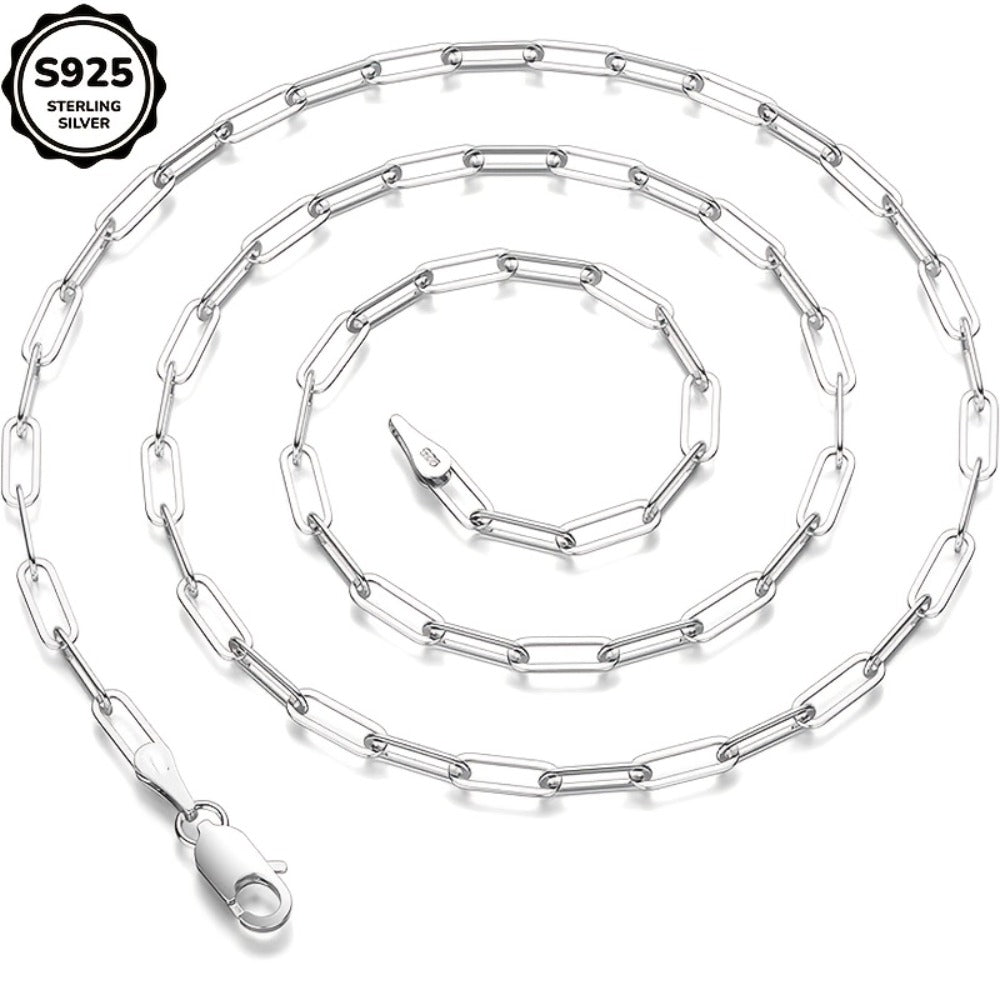 Necklace for Women - 925 Sterling Silver Paperclip Chain 3mm Bohemian Style Synthetic Stone for - product detail view 10