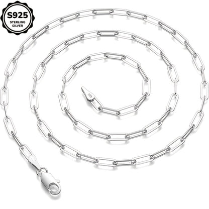 Necklace for Women - 925 Sterling Silver Paperclip Chain 3mm Bohemian Style Synthetic Stone for - product detail view 10