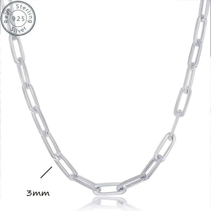 Necklace for Women - 925 Sterling Silver Paperclip Chain 3mm Bohemian Style Synthetic Stone for - product detail view 13