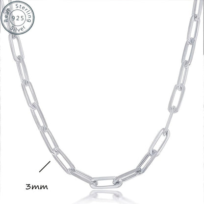 Necklace for Women - 925 Sterling Silver Paperclip Chain 3mm Bohemian Style Synthetic Stone for - product detail view 13