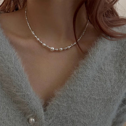 Necklace for Women - S925 Sterling Silver Pearl for Elegant Faux Pearl Clavicle Chain, Retro - product detail view 2