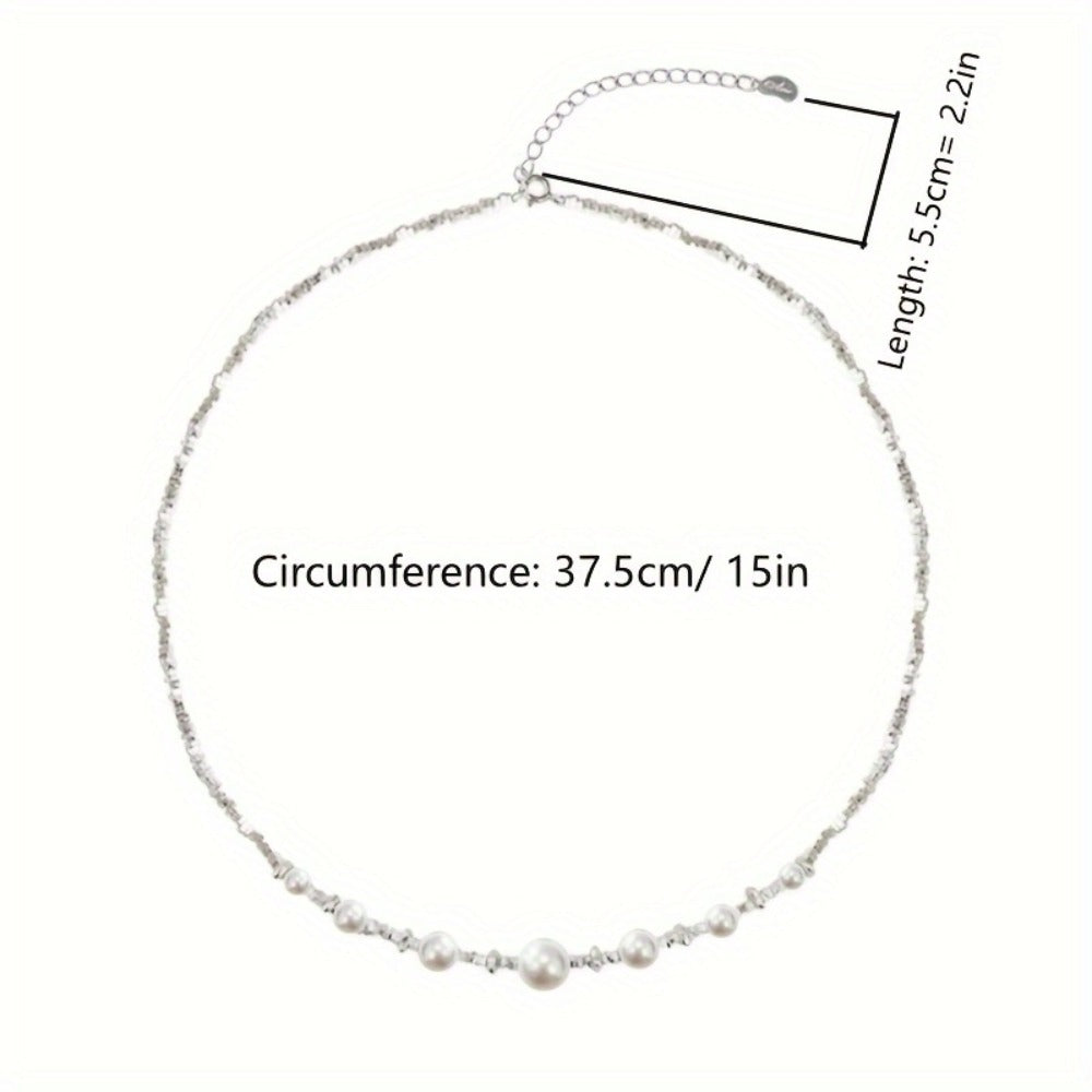 Necklace for Women - S925 Sterling Silver Pearl for Elegant Faux Pearl Clavicle Chain, Retro - product detail view 4