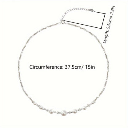 Necklace for Women - S925 Sterling Silver Pearl for Elegant Faux Pearl Clavicle Chain, Retro - product detail view 4