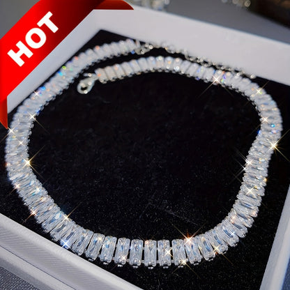 Necklace for Women - Tennis for Chunky Cubic Zirconia Sparkling Statement Jewelry Silver - product detail view 4