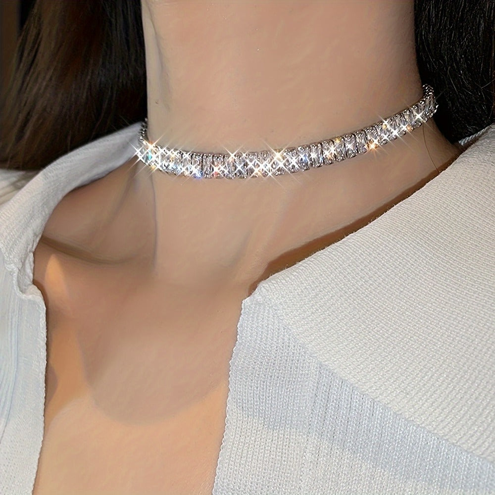 Necklace for Women - Tennis for Chunky Cubic Zirconia Sparkling Statement Jewelry Silver - product detail view 13