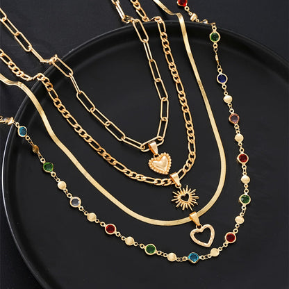 Necklace for Women - Y Set 4pcs Rhinestone Minimalist Elegant Colorful Crystal Lariat for - product detail view 2