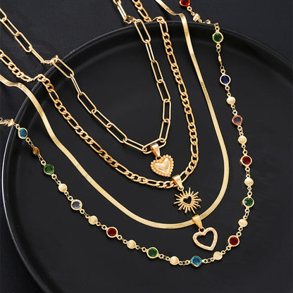 Necklace for Women - Y Set 4pcs Rhinestone Minimalist Elegant Colorful Crystal Lariat for - product detail view 7