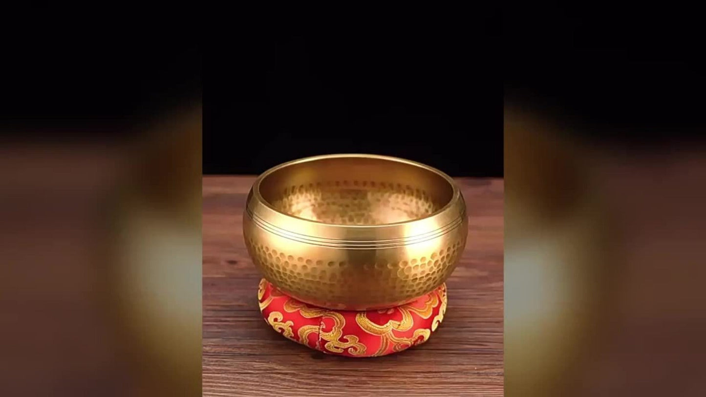 Nepalese Singing Bowl Set with Copper Bowls and Mahogany Strikers detail image - detail view 14
