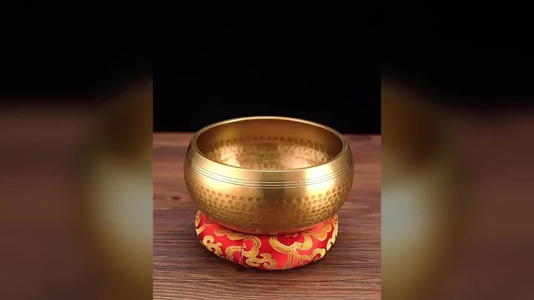 Nepalese Singing Bowl Set with Copper Bowls and Mahogany Strikers detail image - detail view 14