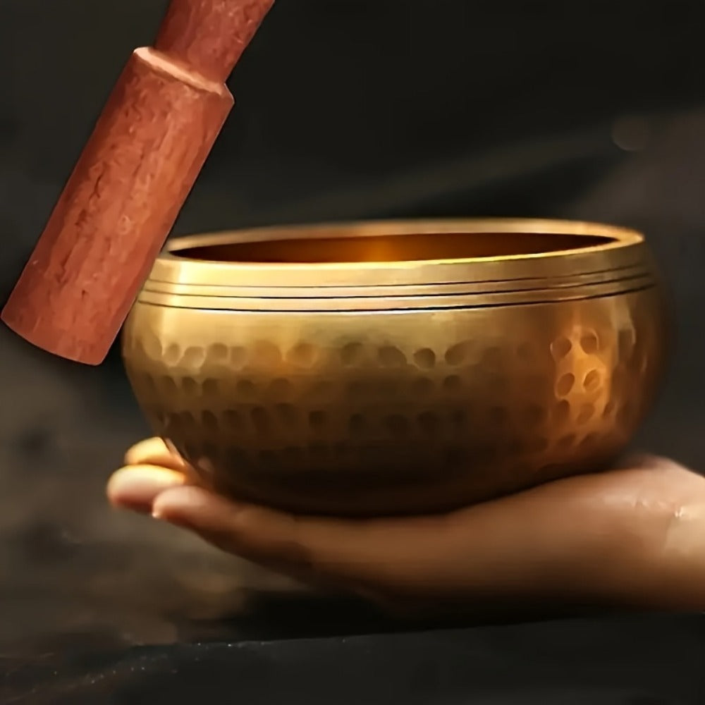 Nepalese Singing Bowl Set with Copper Bowls and Mahogany Strikers detail image - detail view 7