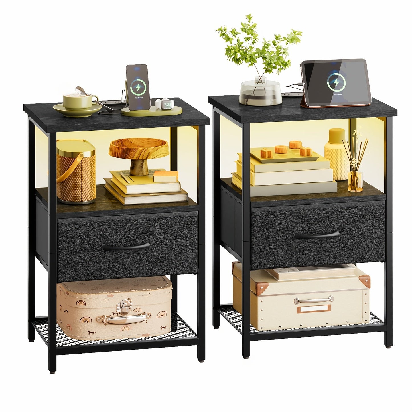 Nightstand shown in the 2pcs-Black option