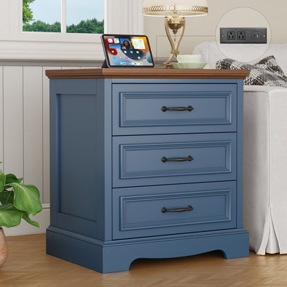 Nightstand with Charging Station, Bedside Storage Table for Bedroom detail image - detail view 10