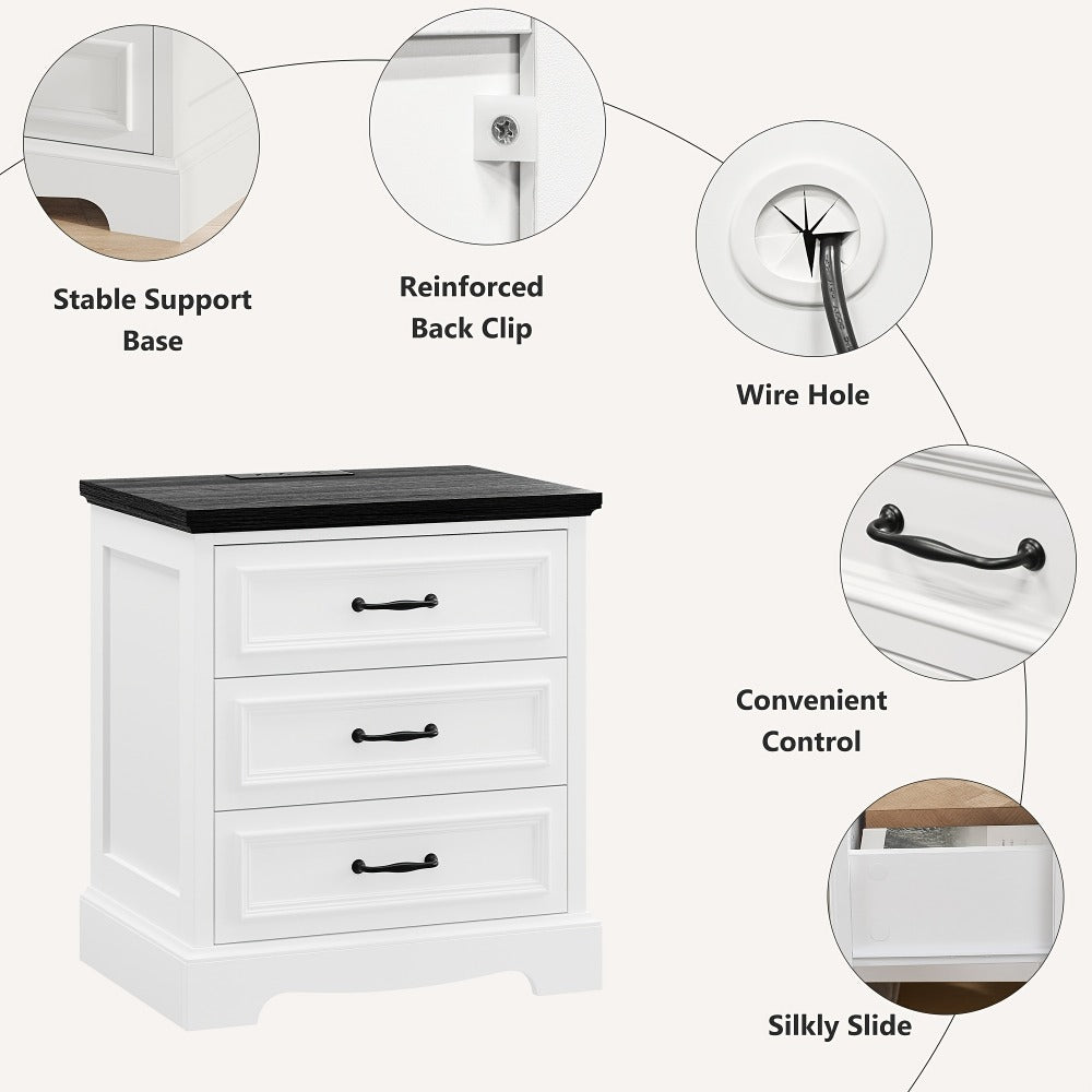 Nightstand with Charging Station, Bedside Storage Table for Bedroom detail image - detail view 12
