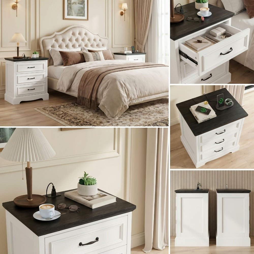 Nightstand with Charging Station, Bedside Storage Table for Bedroom detail image - detail view 13
