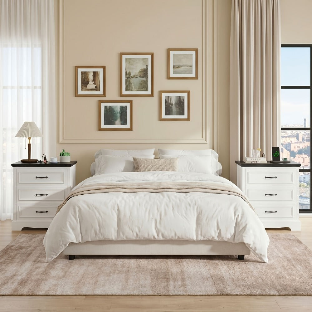 Nightstand with Charging Station, Bedside Storage Table for Bedroom detail image - detail view 14