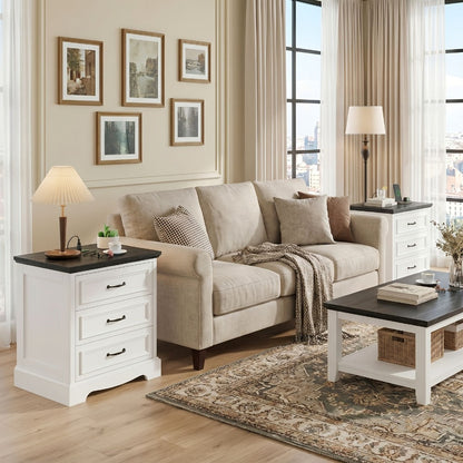 Nightstand with Charging Station, Bedside Storage Table for Bedroom detail image - detail view 16