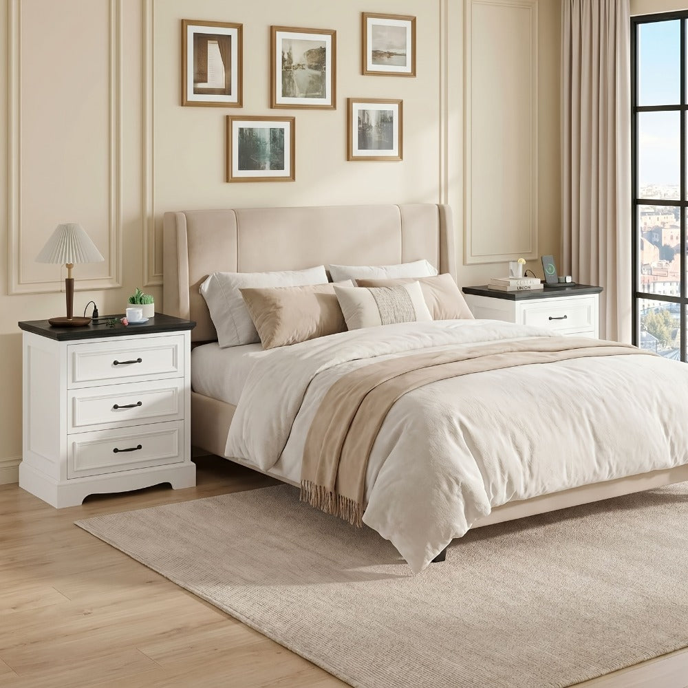 Nightstand with Charging Station, Bedside Storage Table for Bedroom detail image - detail view 17