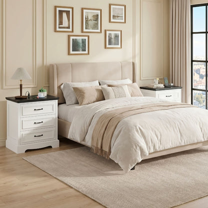 Nightstand with Charging Station, Bedside Storage Table for Bedroom detail image - detail view 17