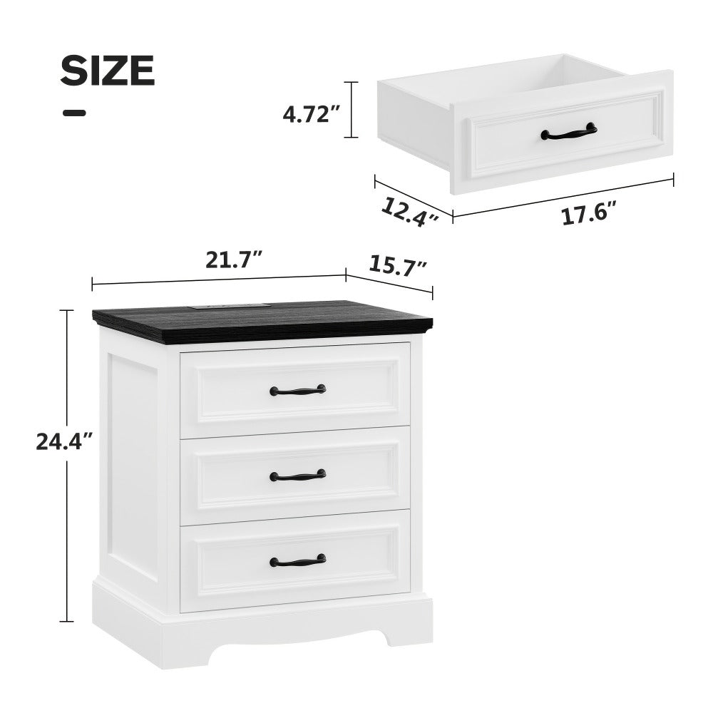 Nightstand with Charging Station, Bedside Storage Table for Bedroom detail image - detail view 4