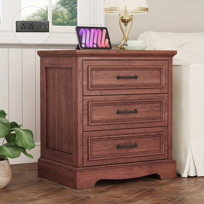 Nightstand with Charging Station, Bedside Storage Table for Bedroom detail image - detail view 6