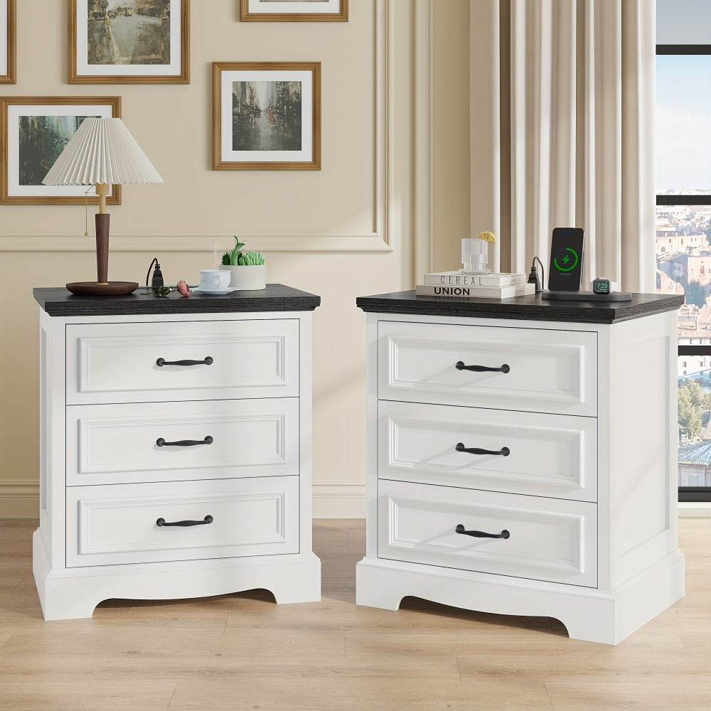 Nightstand with Charging Station, Bedside Storage Table for Bedroom detail image - detail view 7