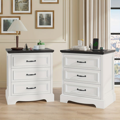 Nightstand with Charging Station, Bedside Storage Table for Bedroom detail image - detail view 7