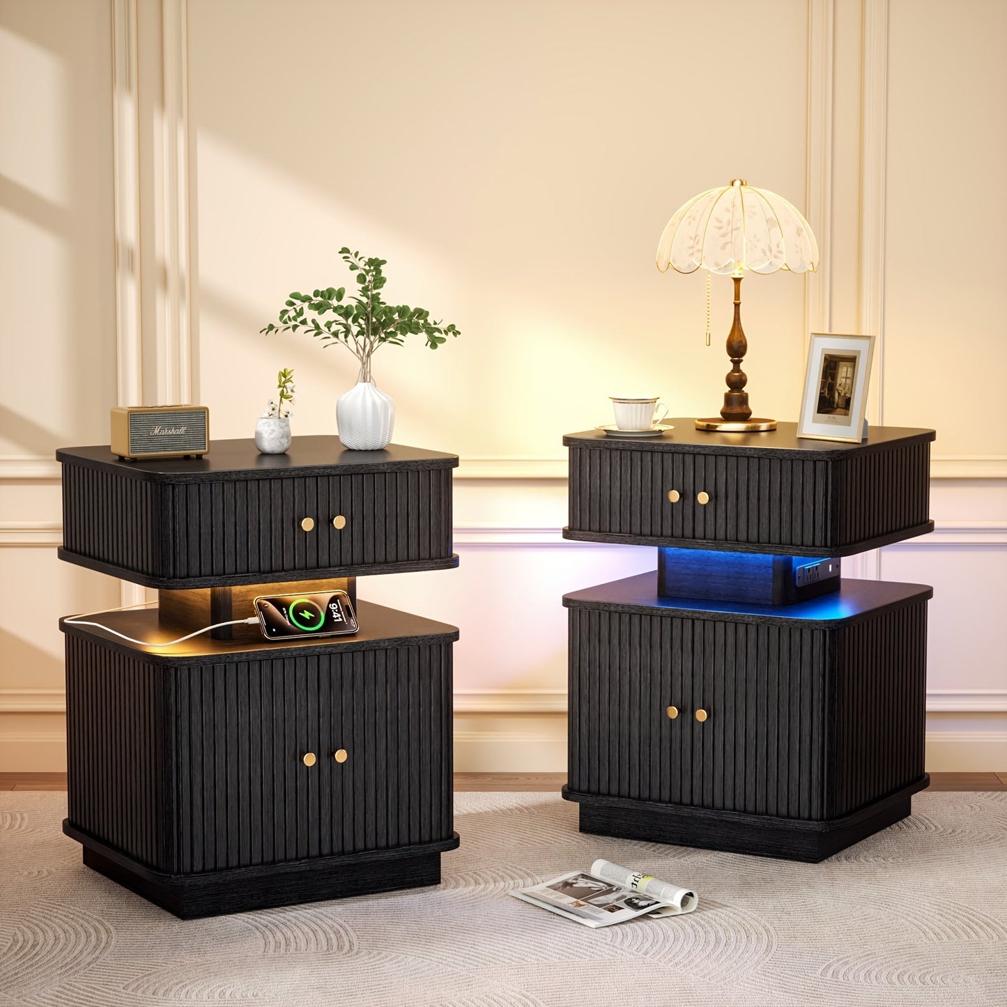 Nightstand shown in the Black New Style, 2 option
