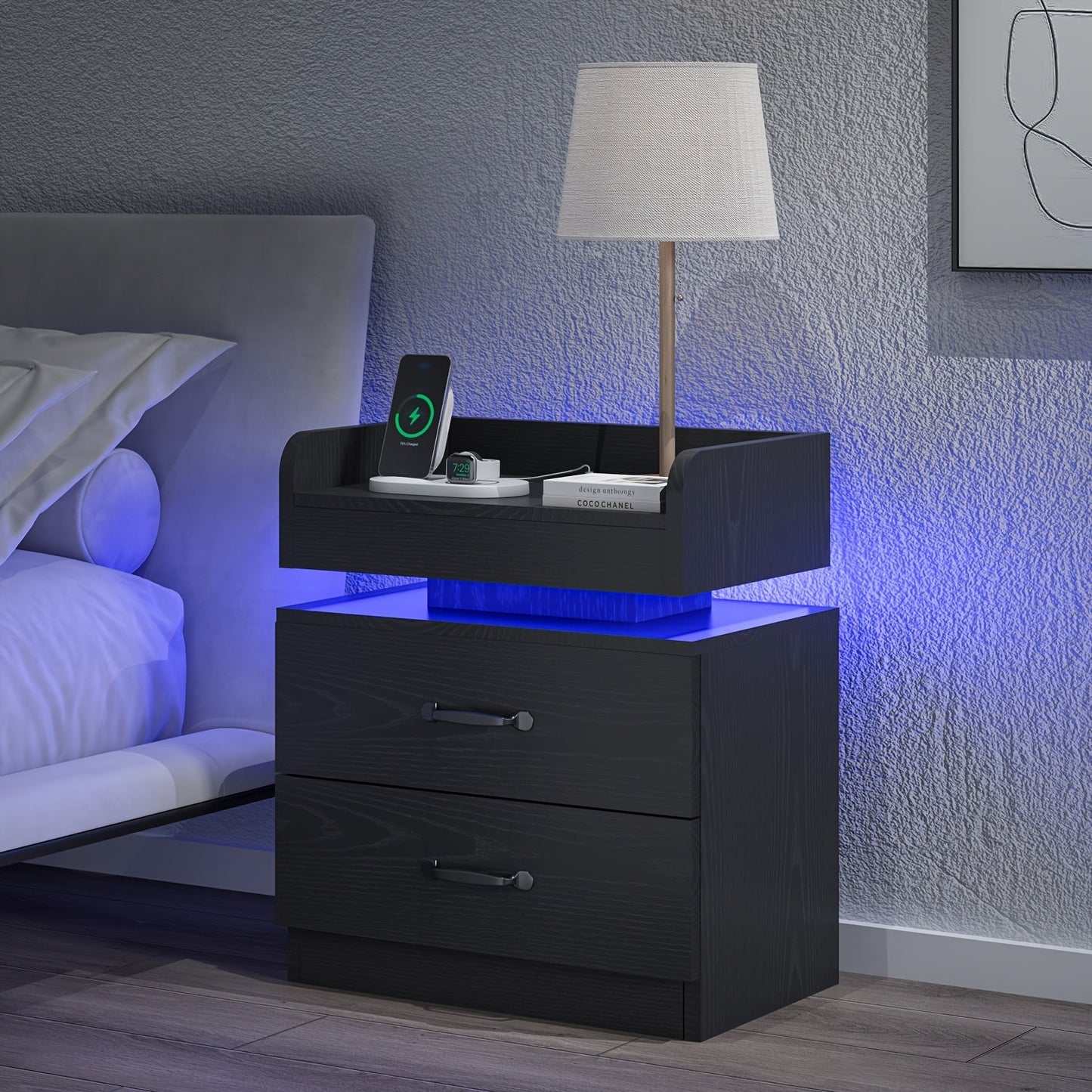 Nightstand shown in the Black, 1pc option
