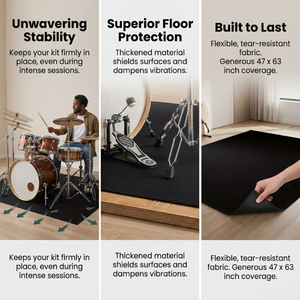 Non-Slip Drum Mat, 47 x 63-Inch Floor Pad for Acoustic and Electronic Kits detail image - detail view 11