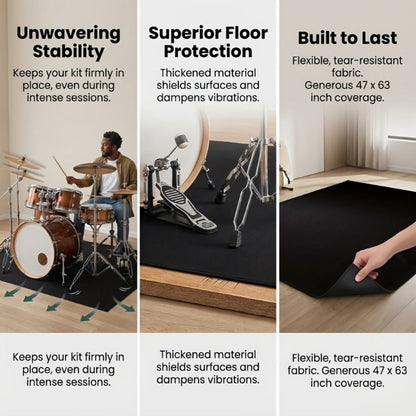 Non-Slip Drum Mat, 47 x 63-Inch Floor Pad for Acoustic and Electronic Kits detail image - detail view 11
