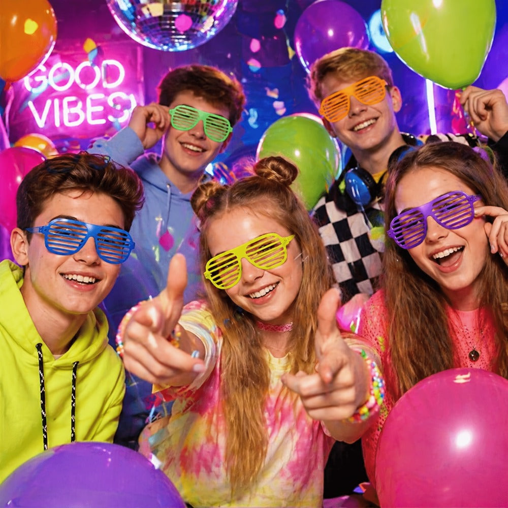 Novelty Party Eyewear - Shutter Shade Glasses Lensless Bulk Set 12 18 24 Pcs Retro for Costume - main product view