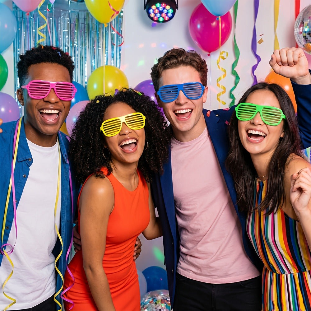 Novelty Party Eyewear - Shutter Shade Glasses Lensless Bulk Set 12 18 24 Pcs Retro for Costume - product detail view 2