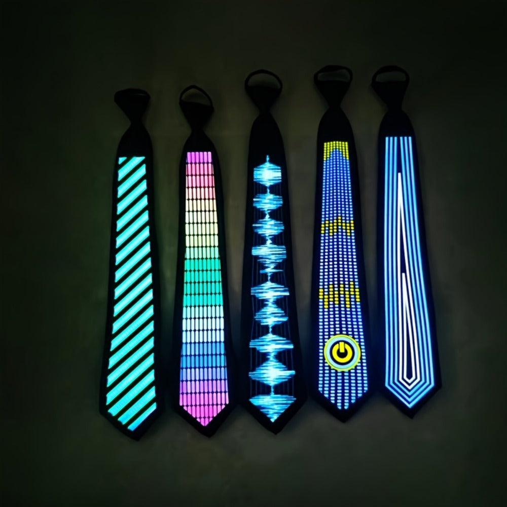 Novelty Ties - Light Up Tie Voice Activated LED EL Wire Necktie - Glowing Sound Reactive - main product view