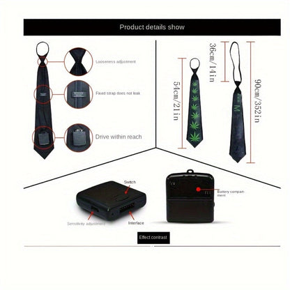 Novelty Ties - Light Up Tie Voice Activated LED EL Wire Necktie - Glowing Sound Reactive - product detail view 2