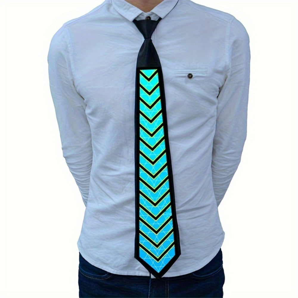 Novelty Ties - Light Up Tie Voice Activated LED EL Wire Necktie - Glowing Sound Reactive - product detail view 3