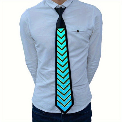 Novelty Ties - Light Up Tie Voice Activated LED EL Wire Necktie - Glowing Sound Reactive - product detail view 3