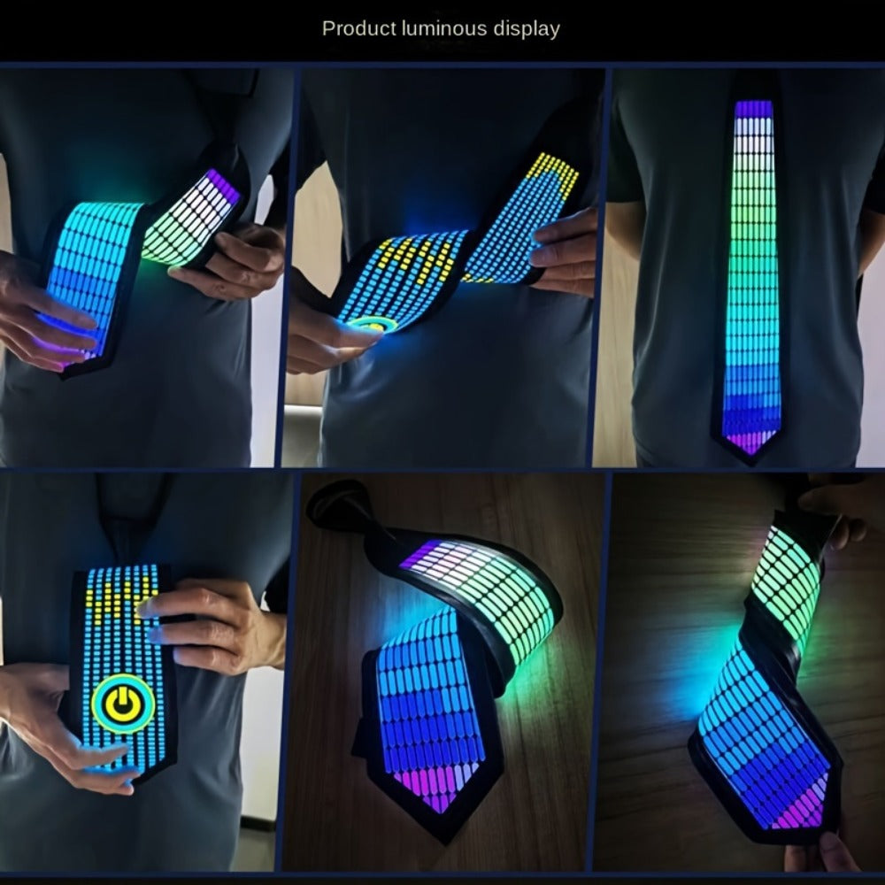 Novelty Ties - Light Up Tie Voice Activated LED EL Wire Necktie - Glowing Sound Reactive - product detail view 4