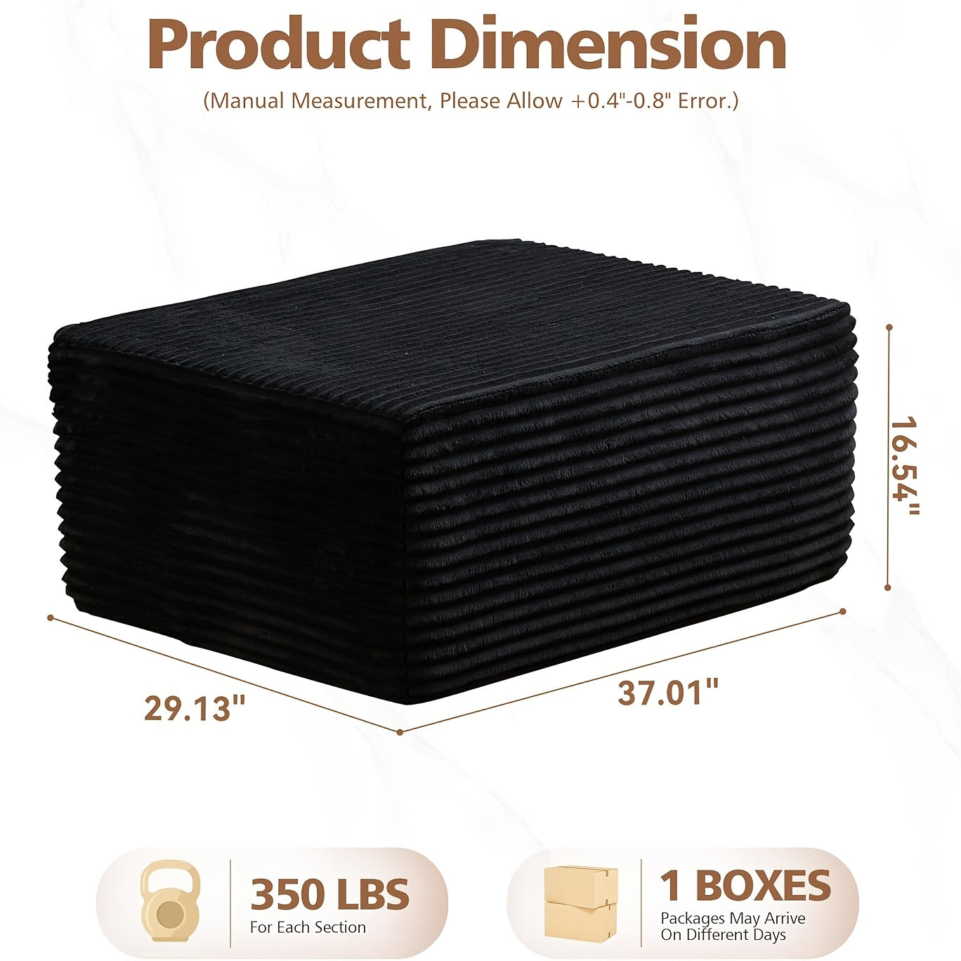 Ottoman shown in the Black option